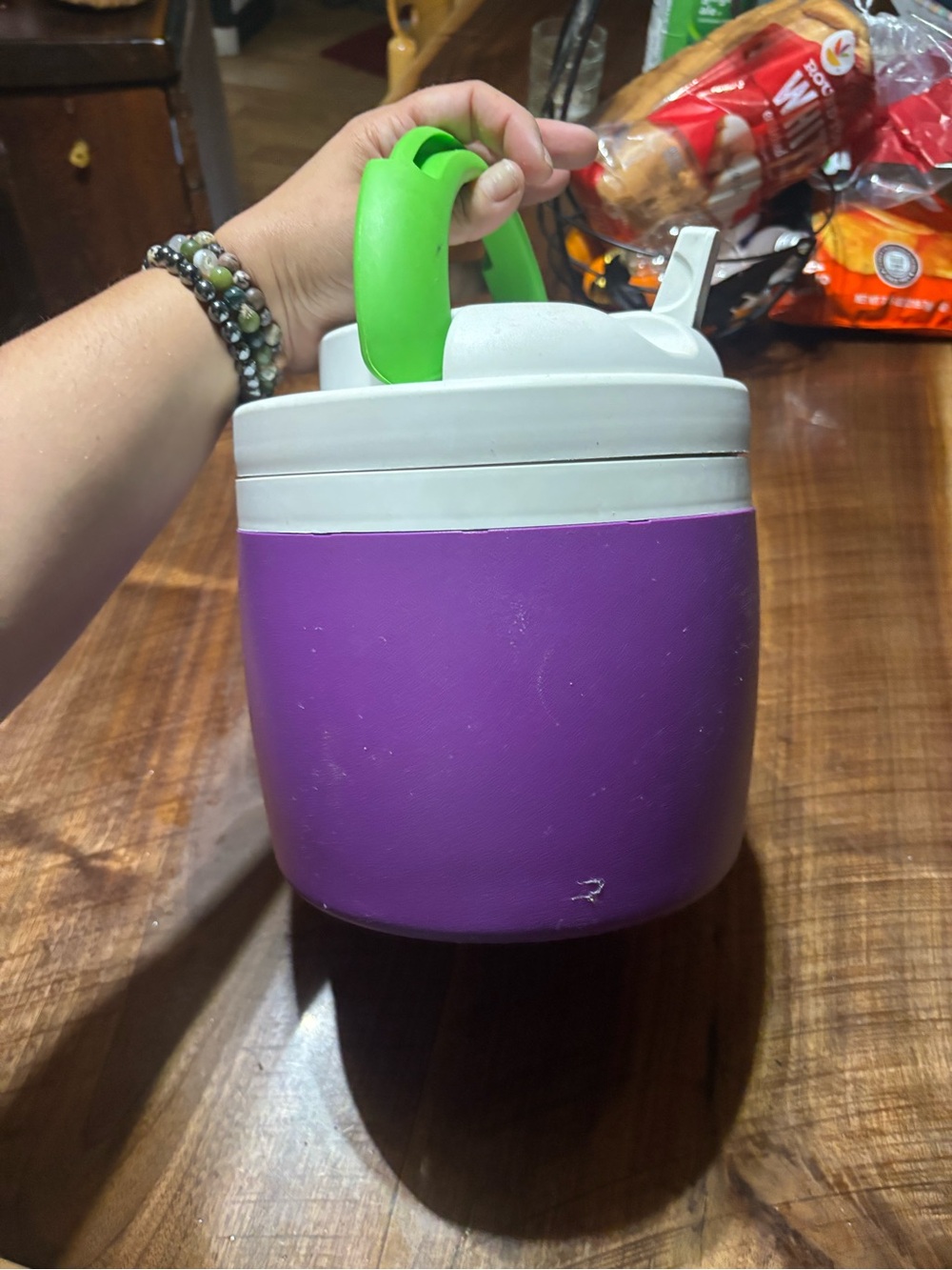 Igloo 1 gallon vintage 90s Purple & White Insulated Water Jug with Green Handle